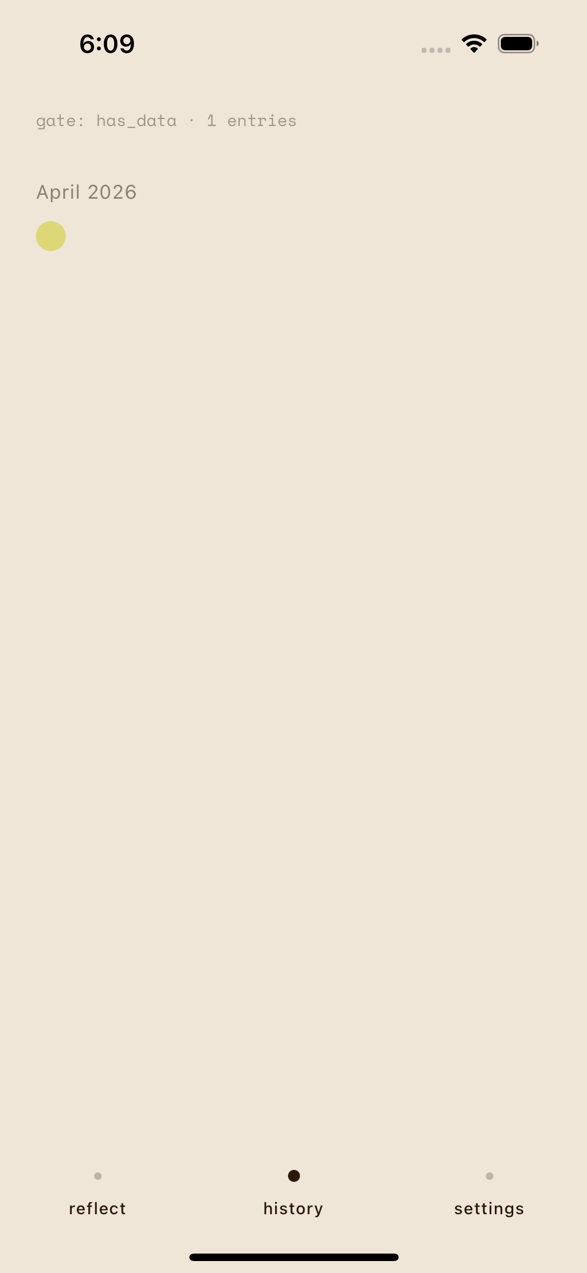 Present — history view with recorded entries