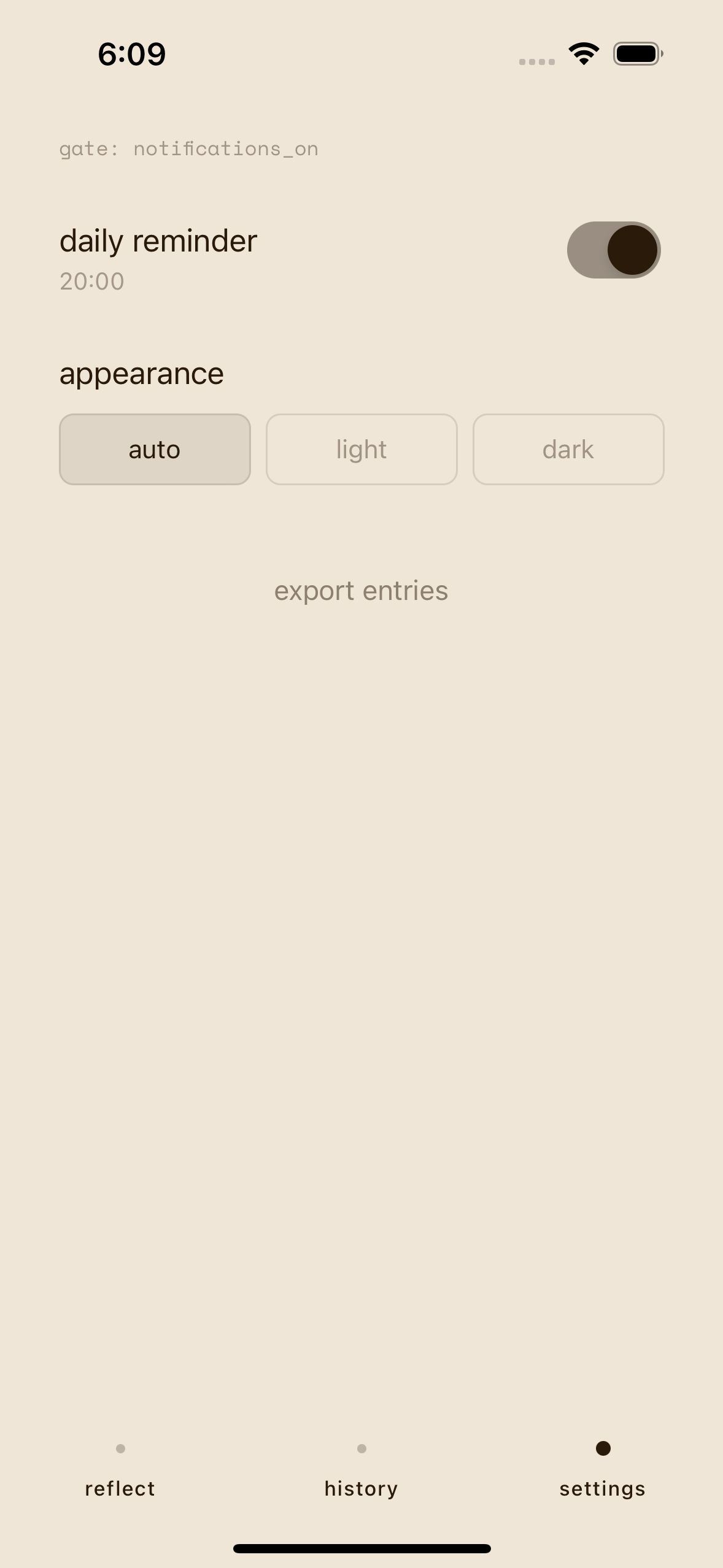 Present — notification settings